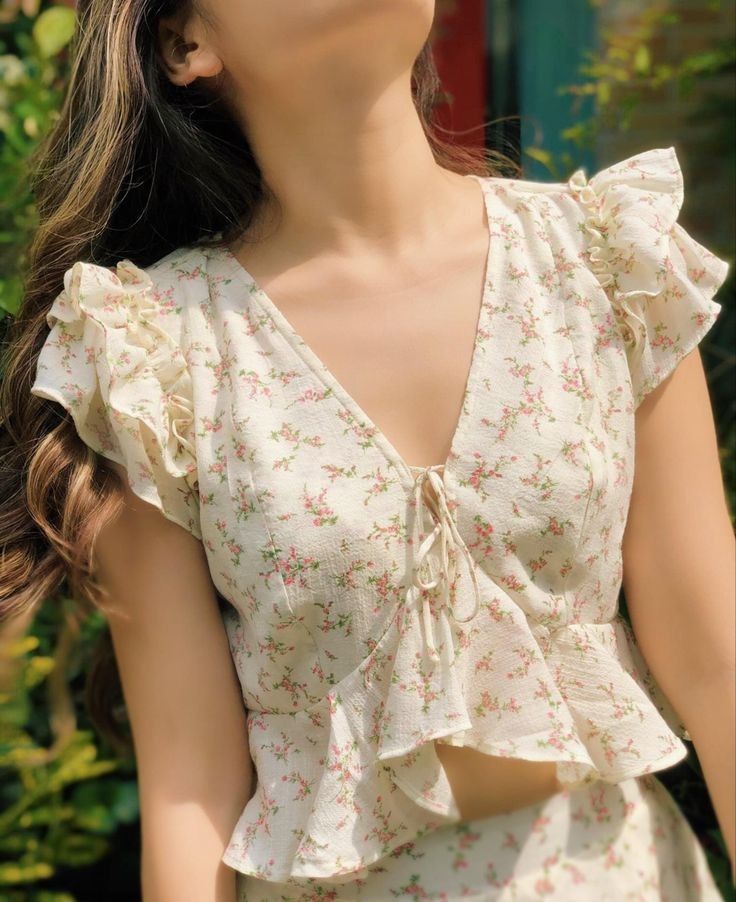 Áo kiểu voan họa tiết