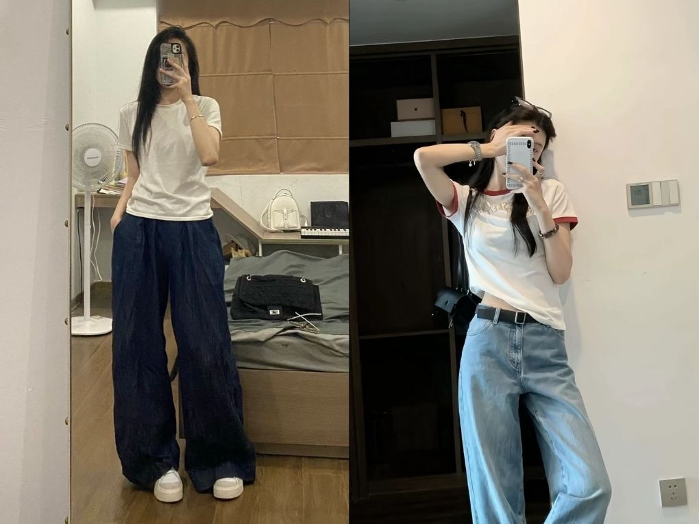 Outfit năng động cùng quần jean và áo phông basic
