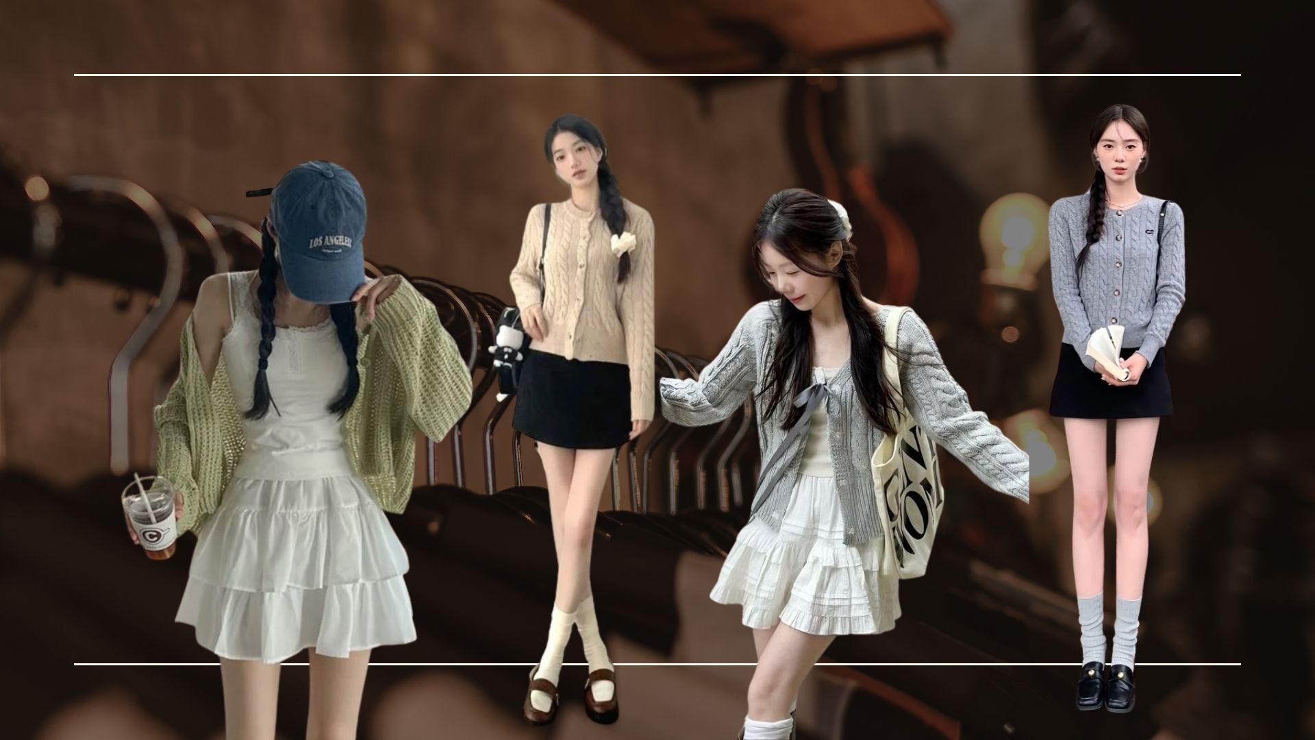 Cardigan với chân váy – ngọt ngào và nữ tính