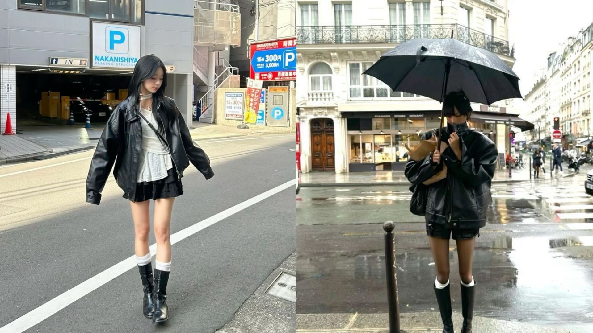 Kết hợp cùng chân váy ngắn + boots cao cổ