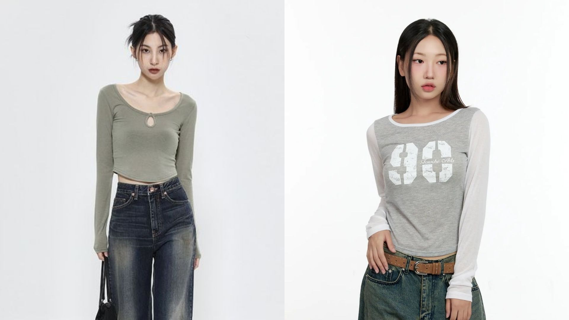 Áo thun tay dài và quần jeans