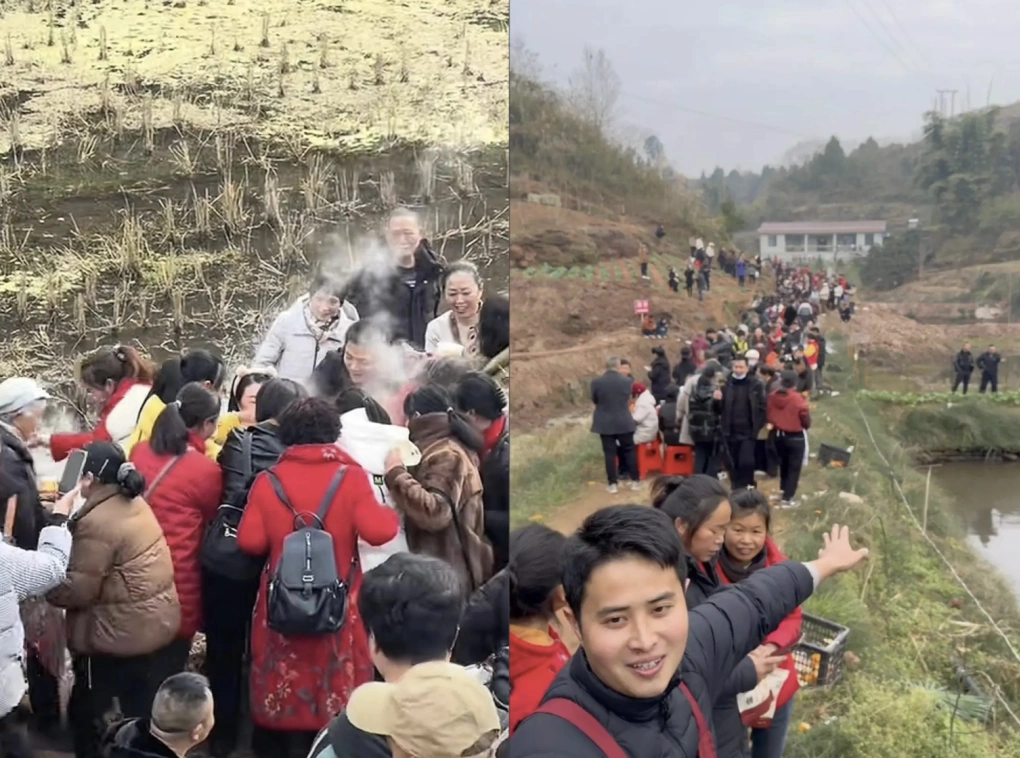 Người dân khắp nơi đổ về làng Hejiawan, thành phố Zigong, tỉnh Tứ Xuyên