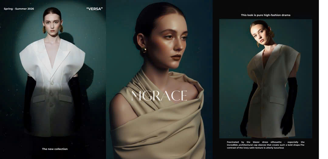 "This look is pure high-fashion drama"