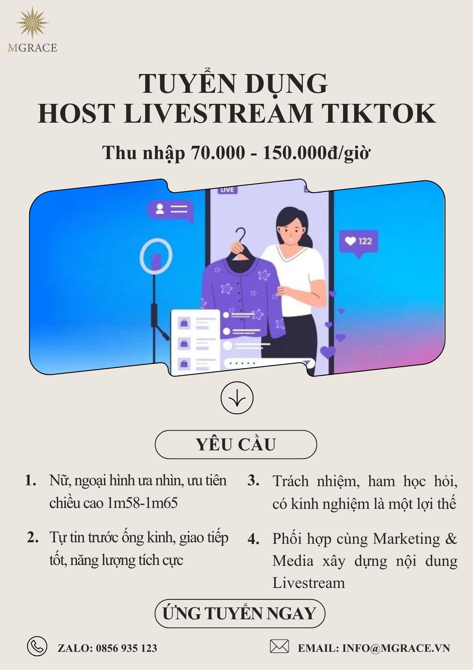 tuyển dụng host livestream