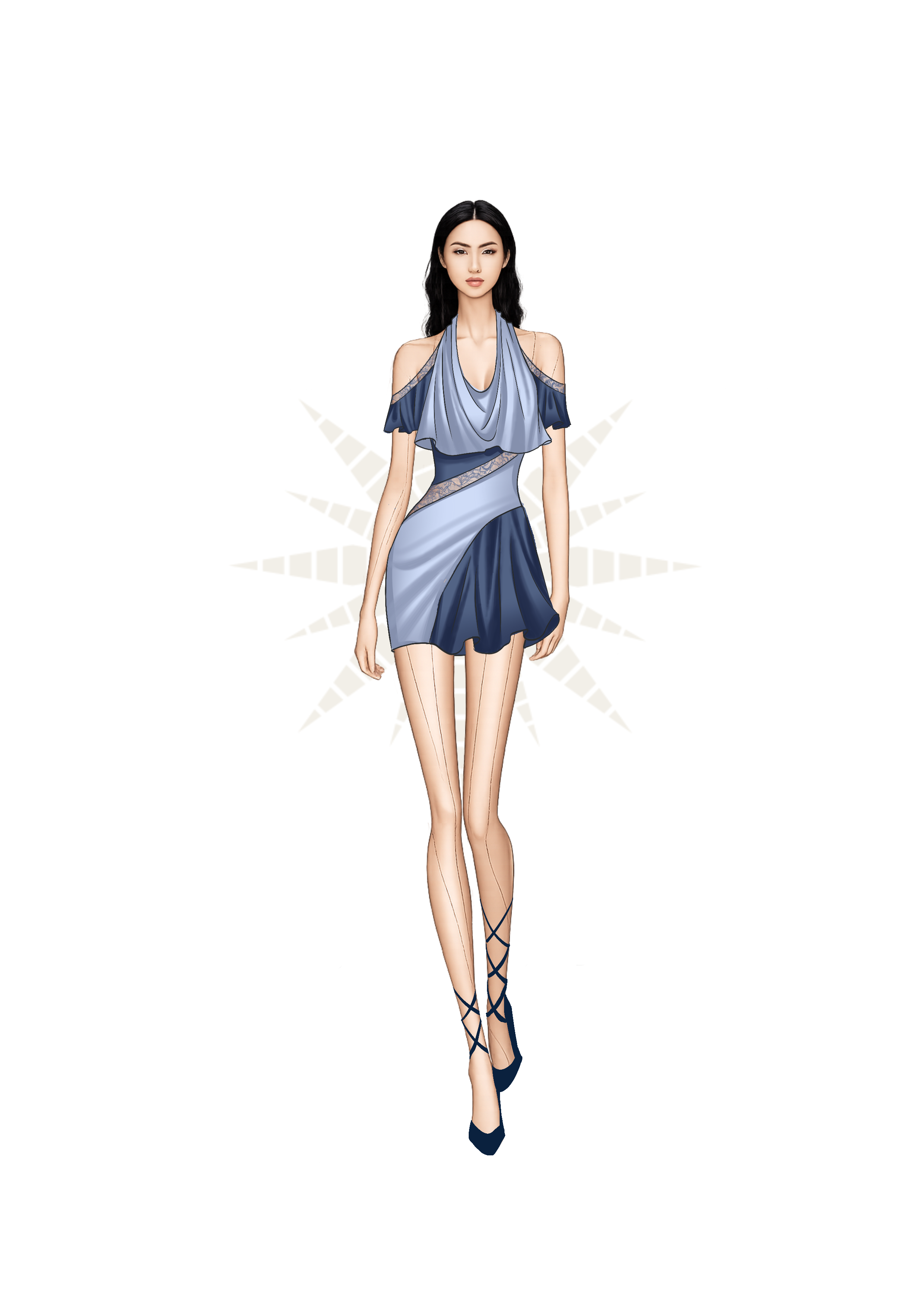 Váy dạ hội xanh bạc dáng xòe nữ tính