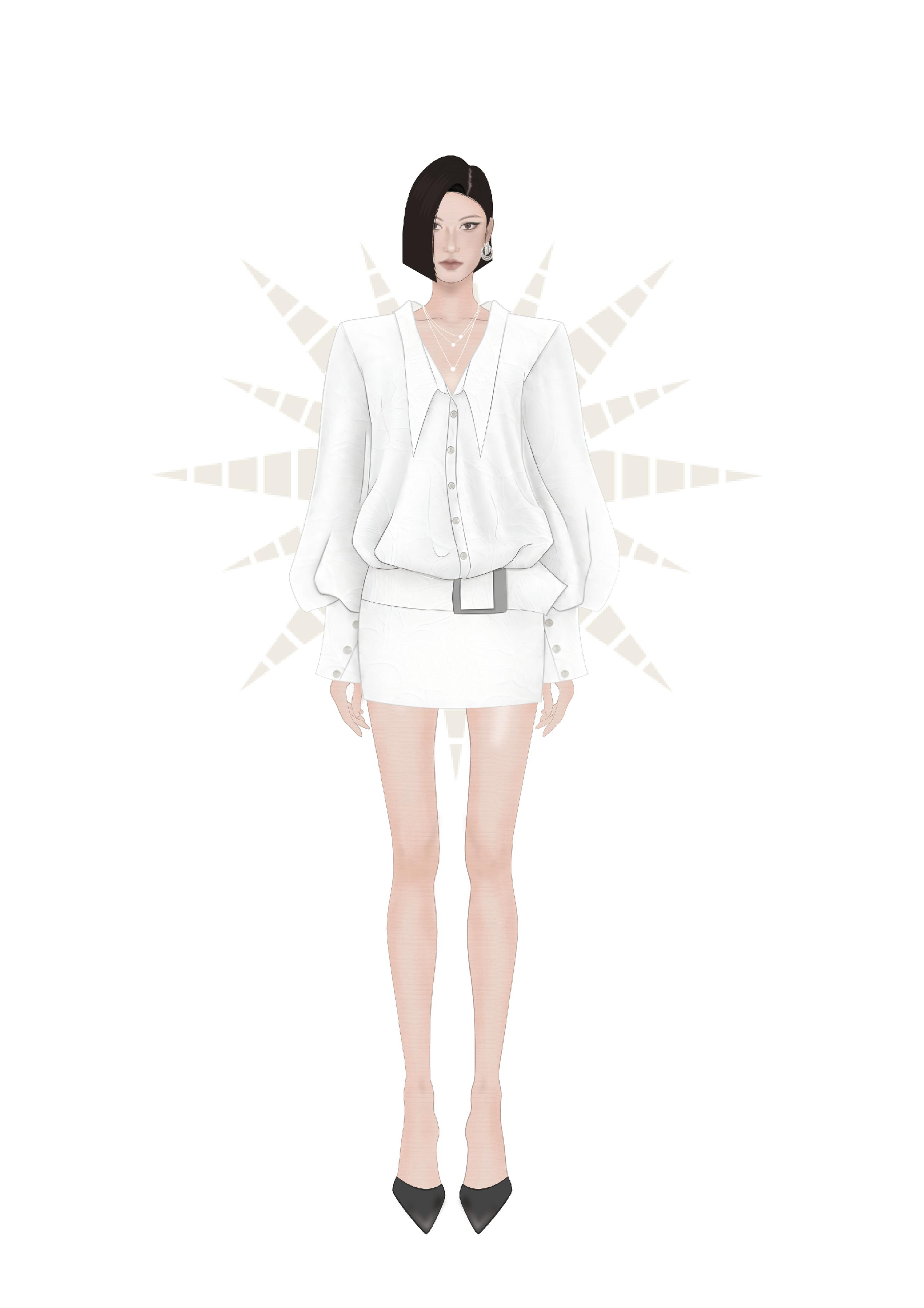 MGRACE áo blouse trắng phối chân váy – thời trang nữ trẻ trung