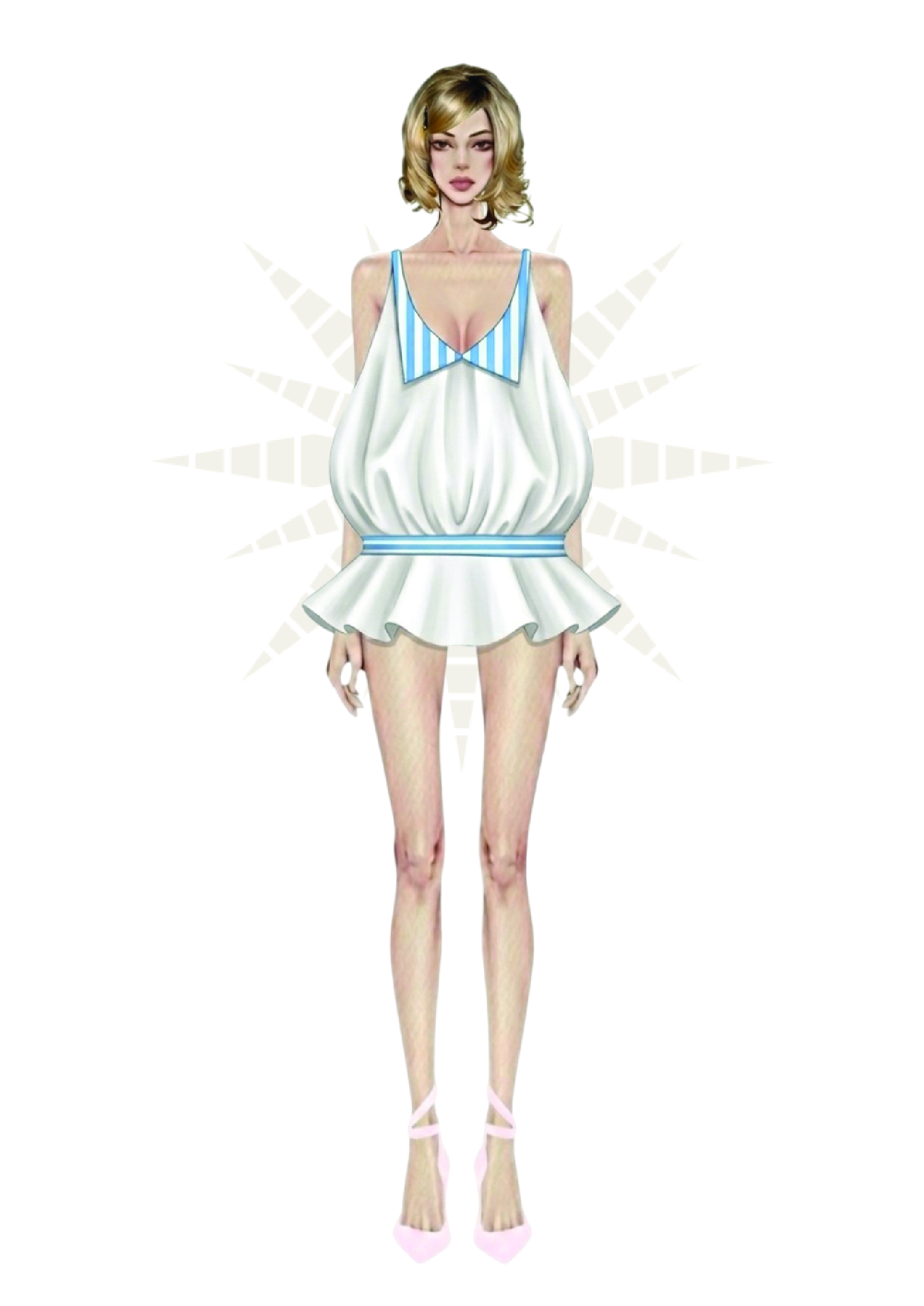 Set xanh trắng MGRACE áo babydoll nữ tính phong cách hiện đại