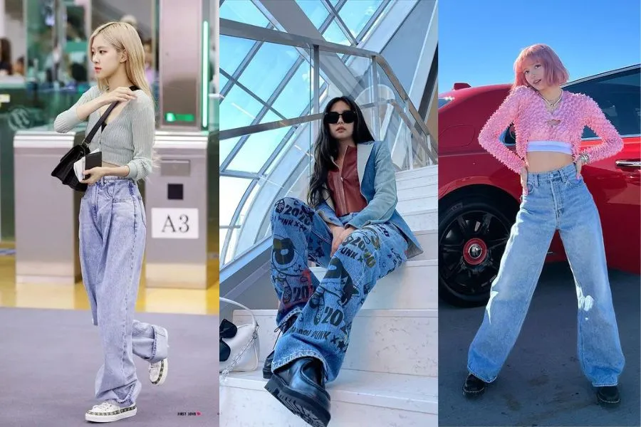 Phong cách thời trang Gen Z kết hợp quần jeans ống rộng và áo crop-top trẻ trung