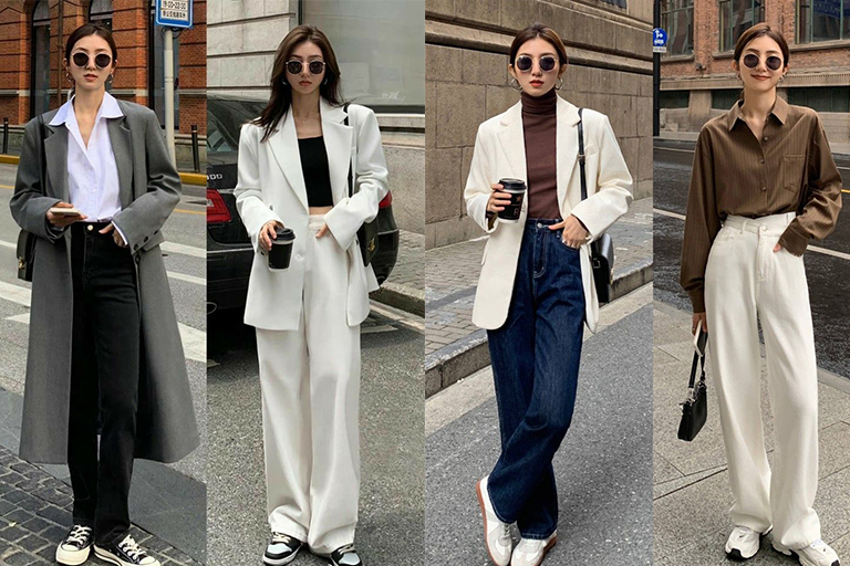 Công thức phối đồ blazer thu đông đẹp sang chảnh cùng áo măng tô, bộ suit trắng và áo len cổ cao từ MGRACE
