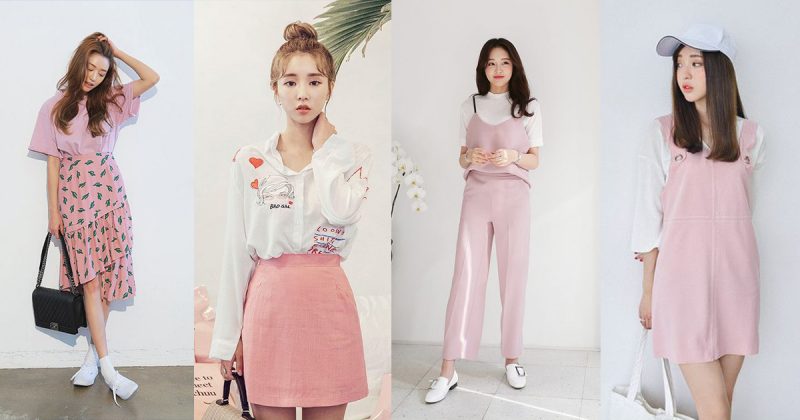 Phối đồ tone hồng nữ phong cách Hàn Quốc thời trang MGRACE